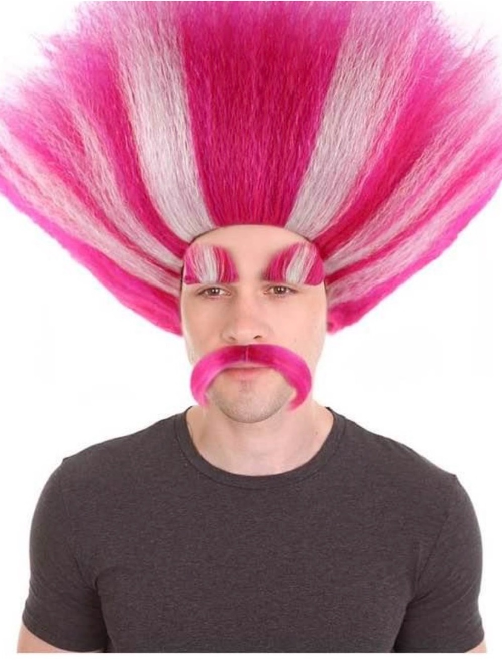 Trolls King Poppy Wig with Matching Moustache and Eyebrows